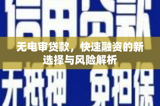 修武无电审贷款，快速融资的新选择与风险解析