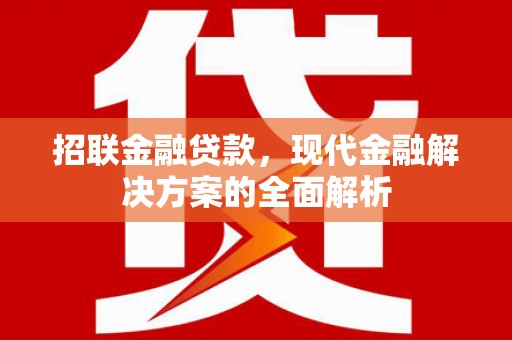 修武招联金融贷款，现代金融解决方案的全面解析